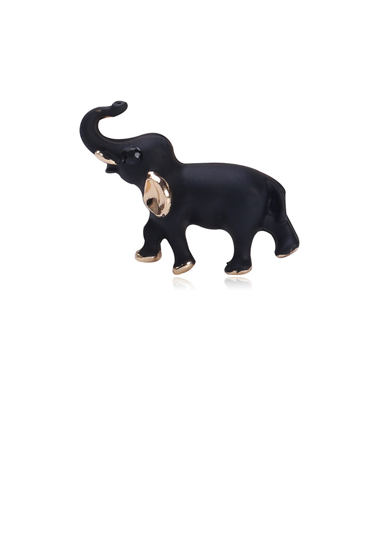 Simple and Cute Black Elephant Brooch