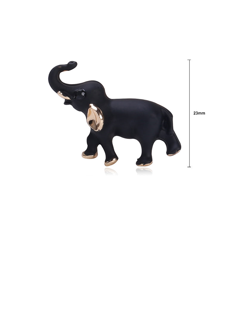 Simple and Cute Black Elephant Brooch