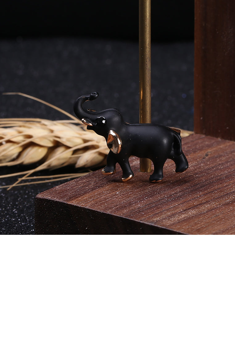 Simple and Cute Black Elephant Brooch