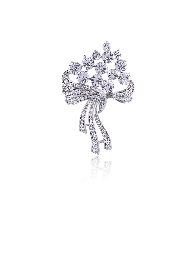 Fashion and Elegant Geometric Bouquet Brooch with Cubic Zirconia - Luxurious Look