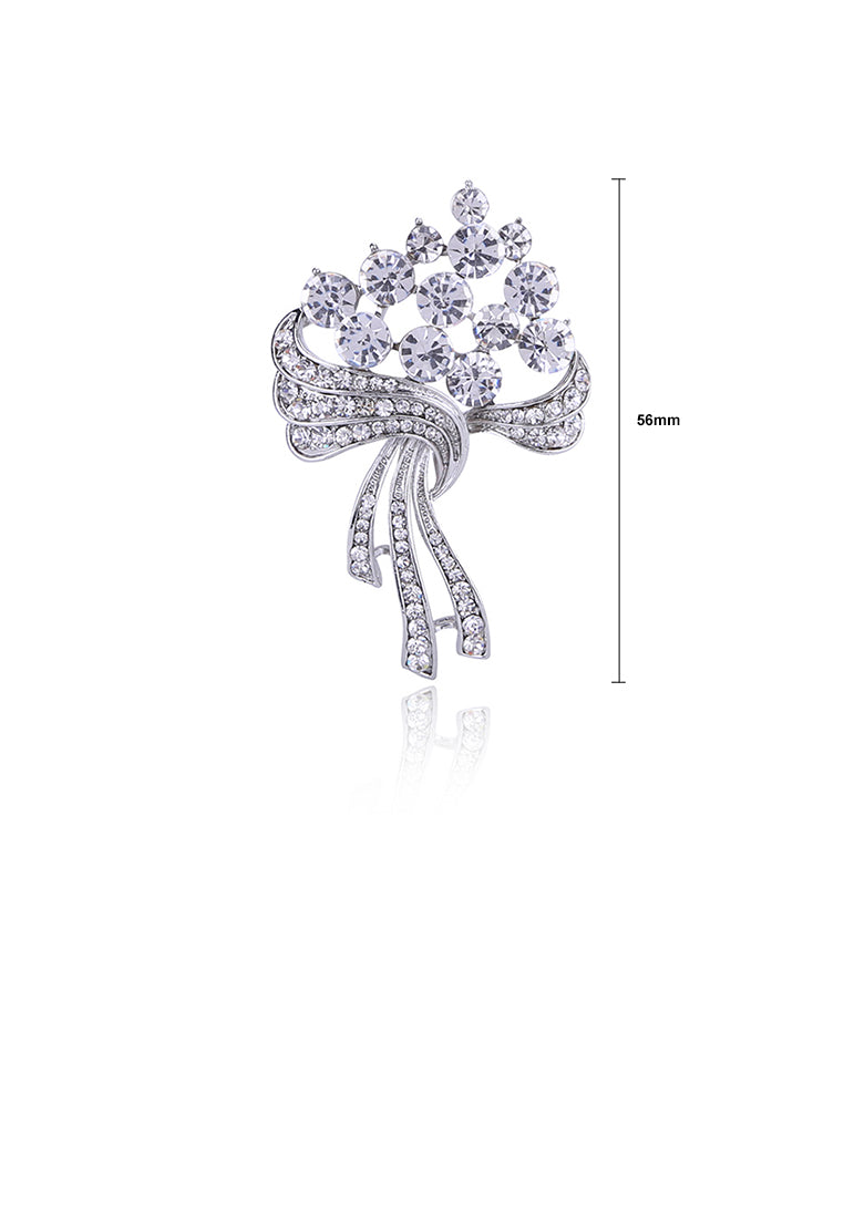 Fashion and Elegant Geometric Bouquet Brooch with Cubic Zirconia - Luxurious Look