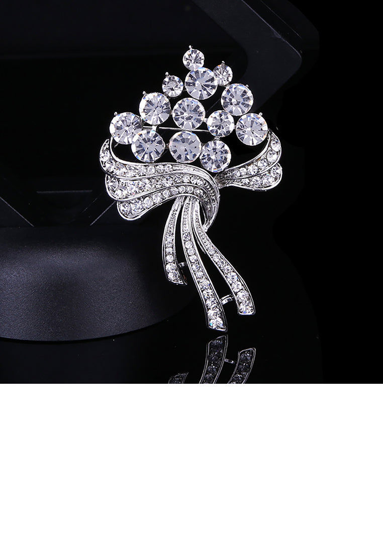 Fashion and Elegant Geometric Bouquet Brooch with Cubic Zirconia - Luxurious Look