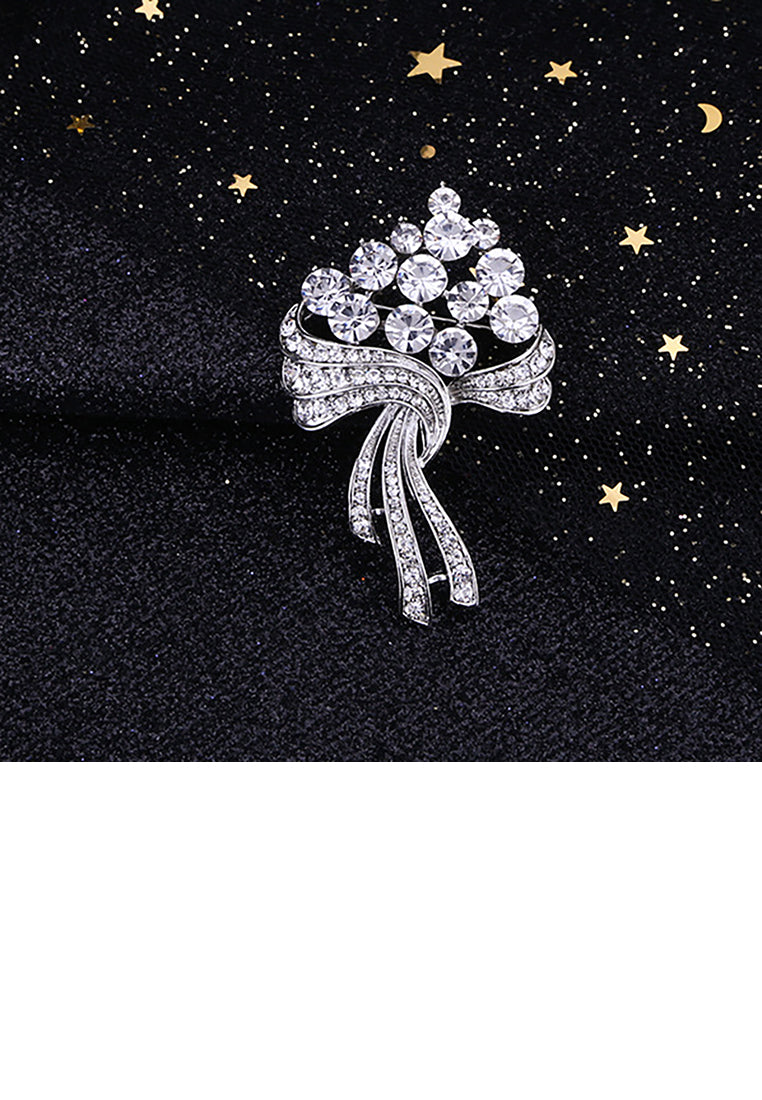 Fashion and Elegant Geometric Bouquet Brooch with Cubic Zirconia - Luxurious Look
