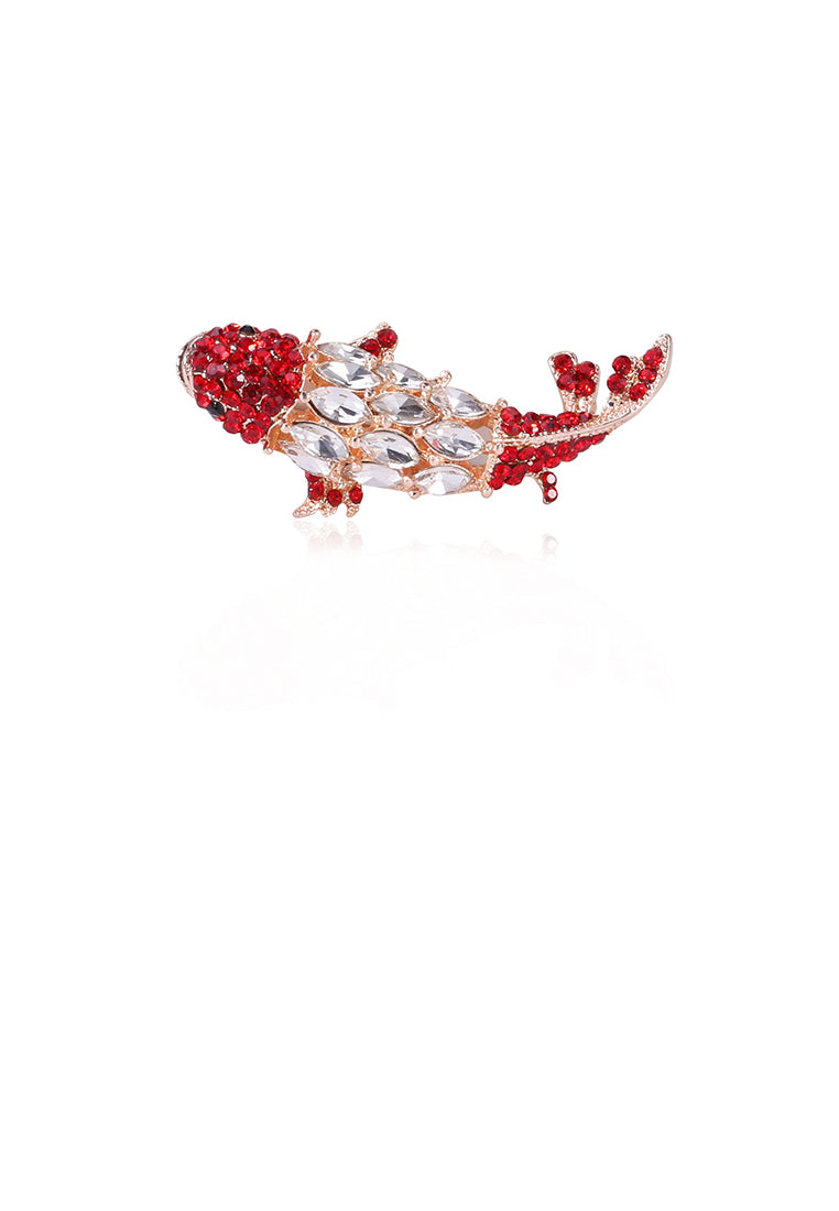 Fashion Simple Plated Gold Carp Brooch with Cubic Zirconia - Luxurious Look
