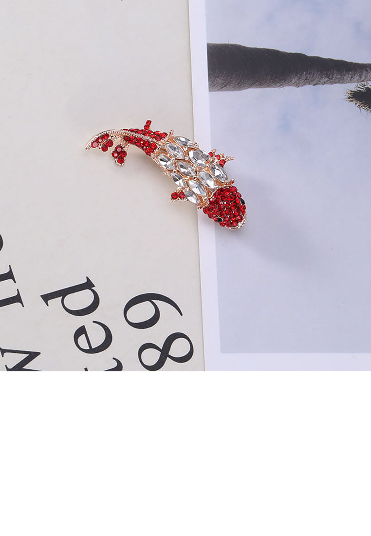 Fashion Simple Plated Gold Carp Brooch with Cubic Zirconia - Luxurious Look
