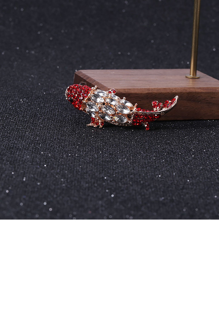 Fashion Simple Plated Gold Carp Brooch with Cubic Zirconia - Luxurious Look