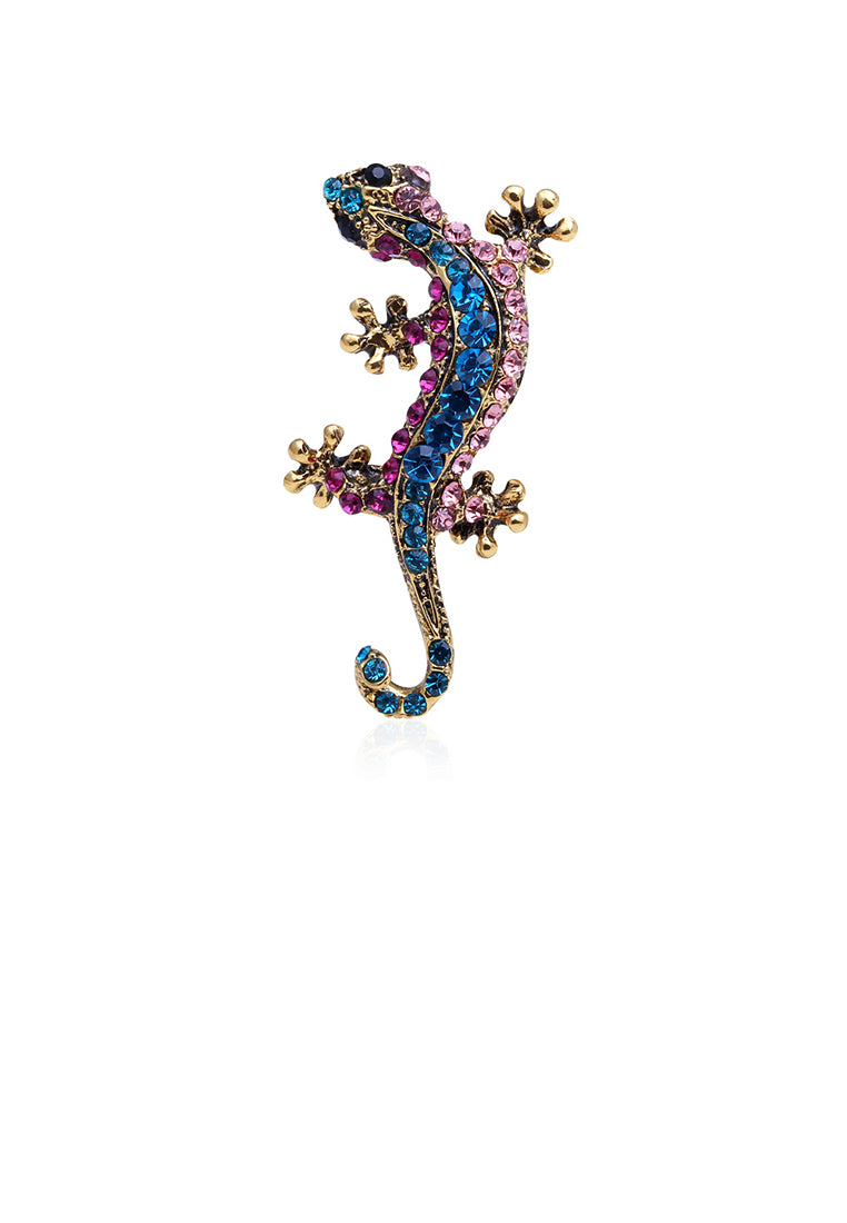 Fashion Personality Plated Gold Gecko Brooch with Cubic Zirconia - Luxurious Look