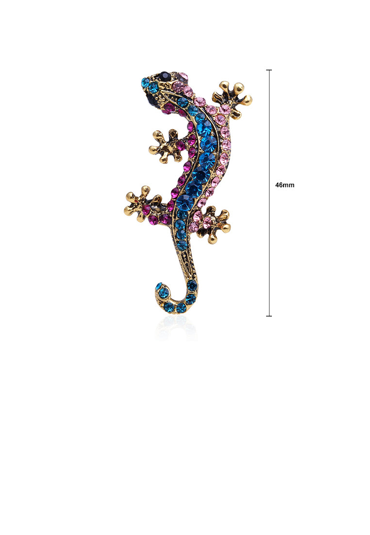 Fashion Personality Plated Gold Gecko Brooch with Cubic Zirconia - Luxurious Look