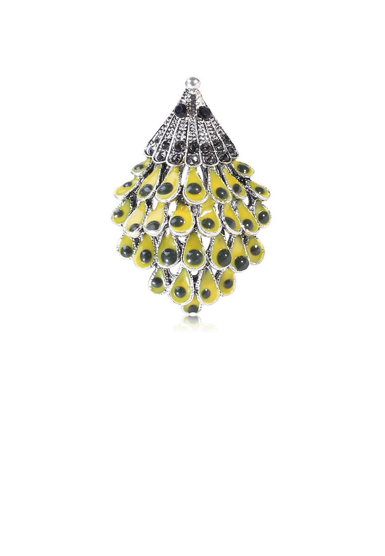 Fashion and Simple Green Peacock Brooch with Cubic Zirconia - Luxurious Look