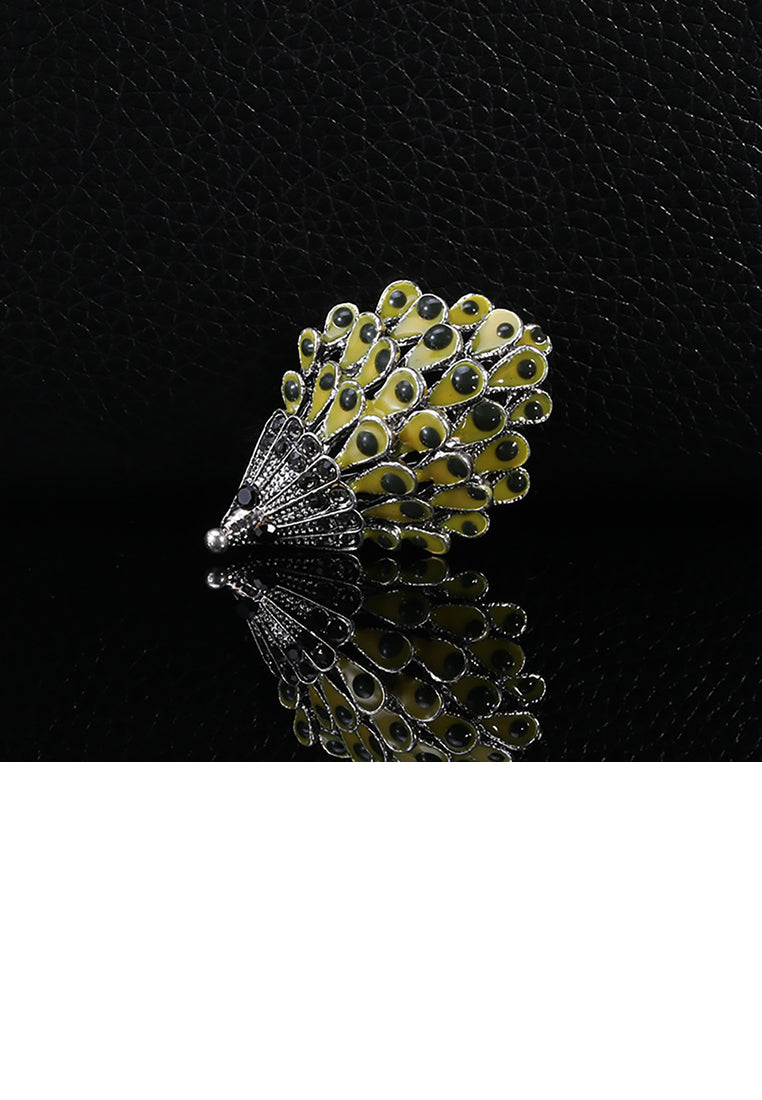 Fashion and Simple Green Peacock Brooch with Cubic Zirconia - Luxurious Look