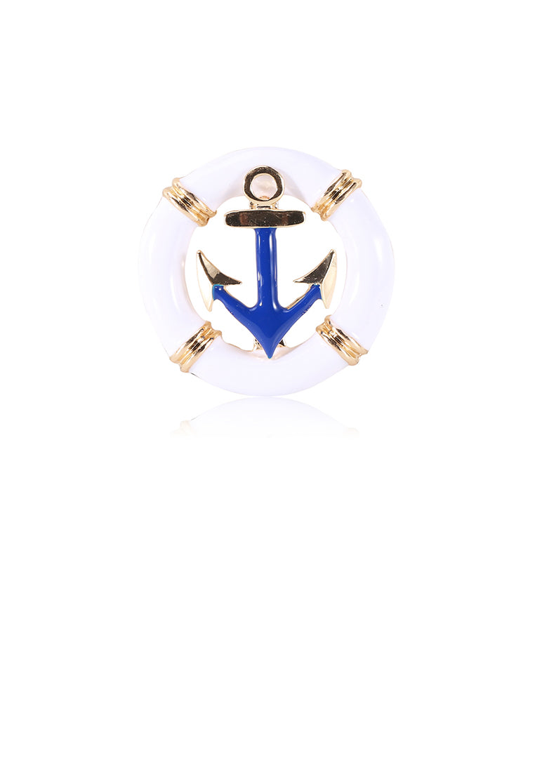Fashion Simple Plated Gold Geometric Round Anchor Brooch