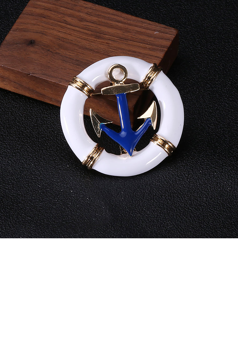 Fashion Simple Plated Gold Geometric Round Anchor Brooch