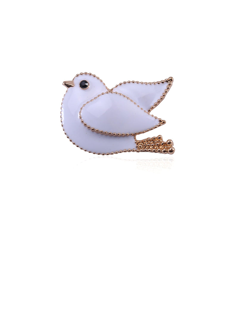 Simple and Cute Plated Gold White Pigeon Brooch