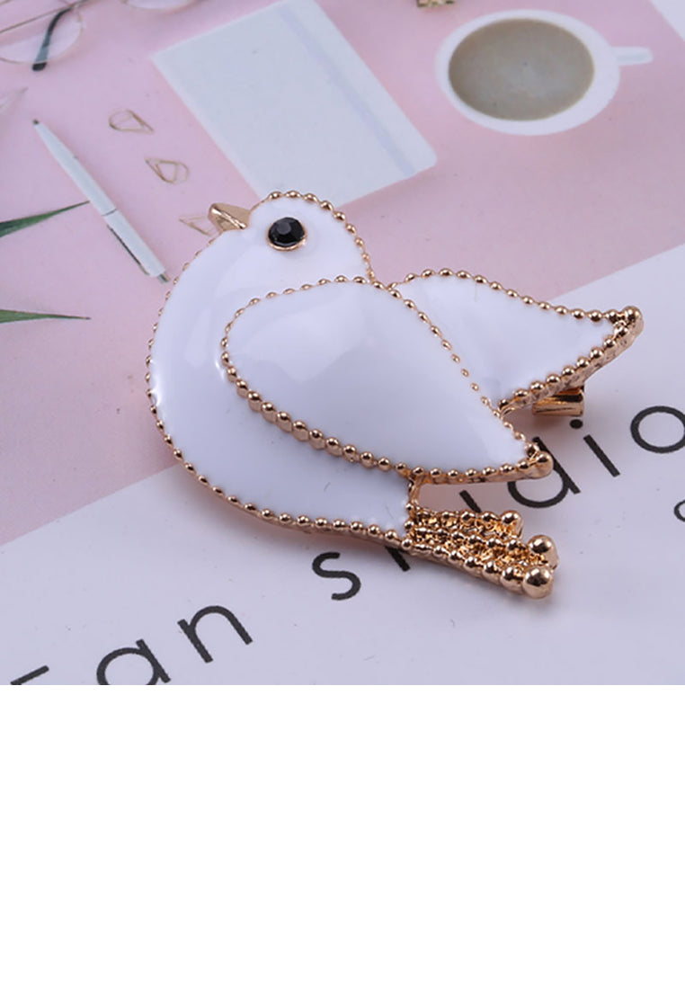 Simple and Cute Plated Gold White Pigeon Brooch