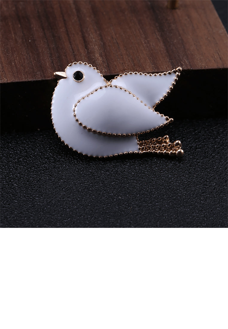 Simple and Cute Plated Gold White Pigeon Brooch