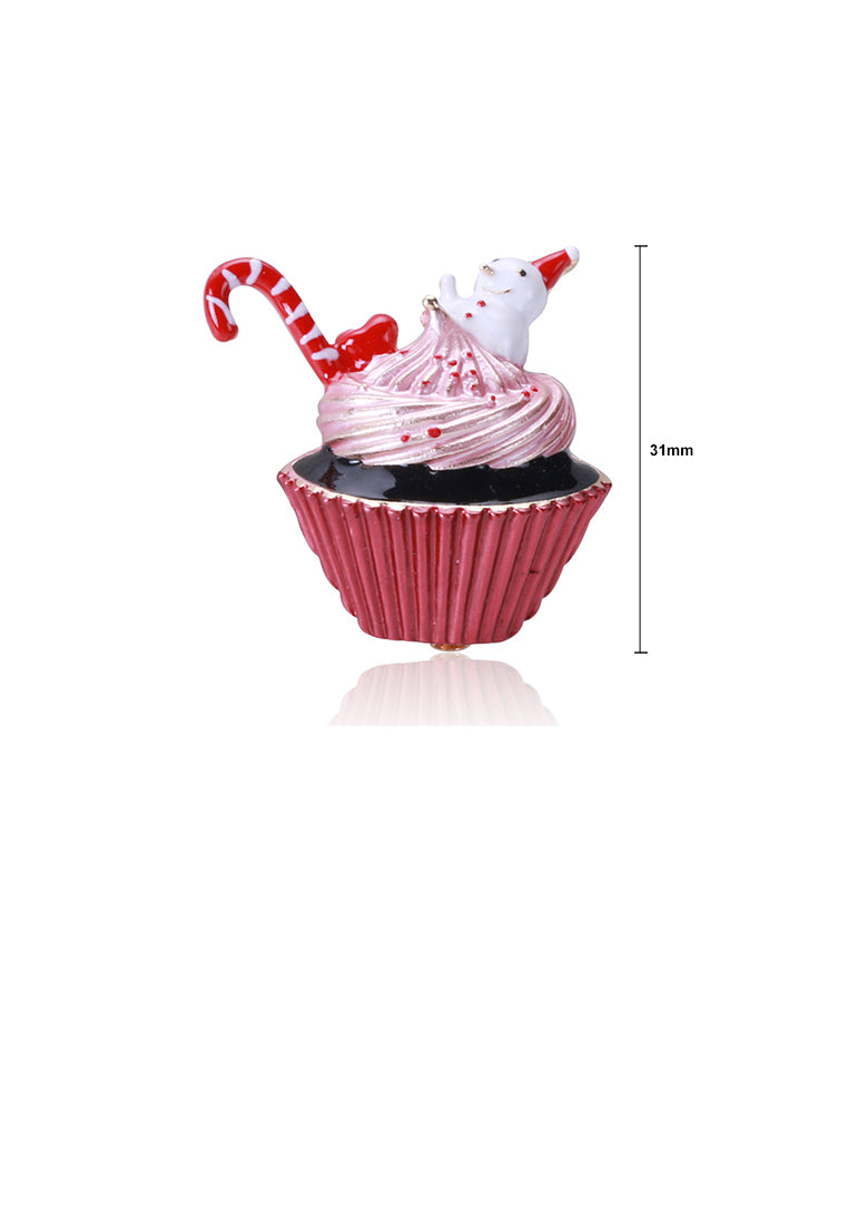 Fashion and Cute Plated Gold Enamel Christmas Snowman Ice Cream Brooch