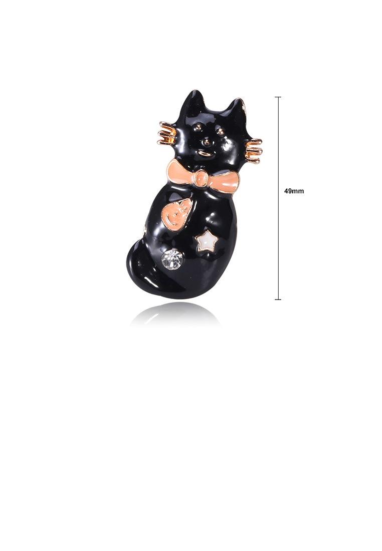 Fashion Cute Cat Brooch with Cubic Zirconia - Luxurious Look