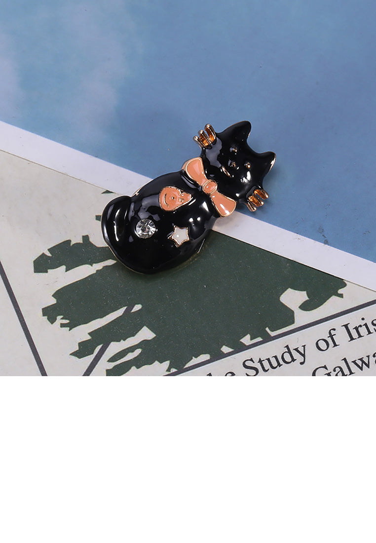 Fashion Cute Cat Brooch with Cubic Zirconia - Luxurious Look