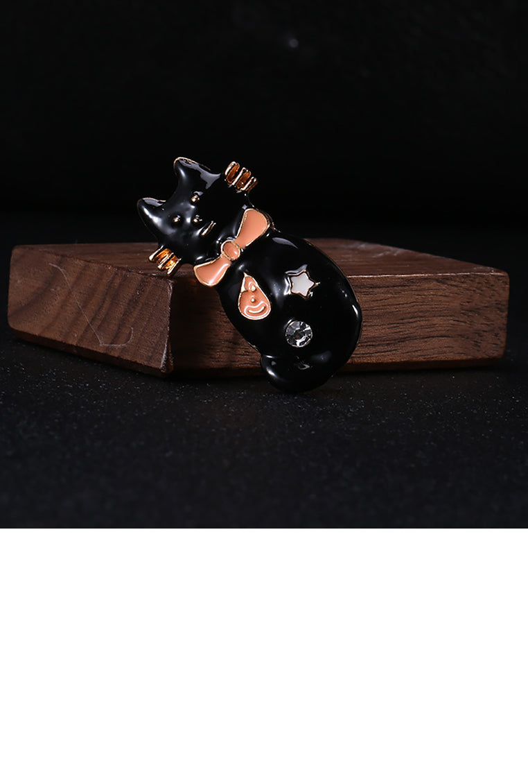 Fashion Cute Cat Brooch with Cubic Zirconia - Luxurious Look