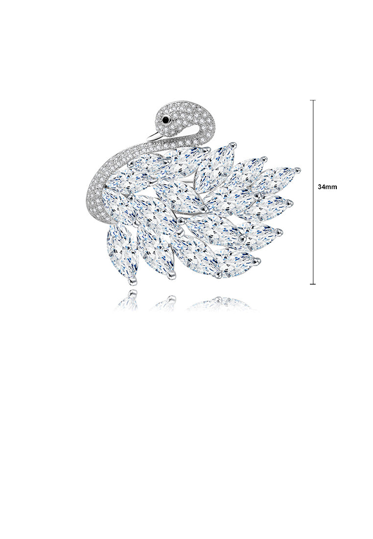 Elegant and Bright Swan Brooch with Cubic Zirconia - Luxurious Look