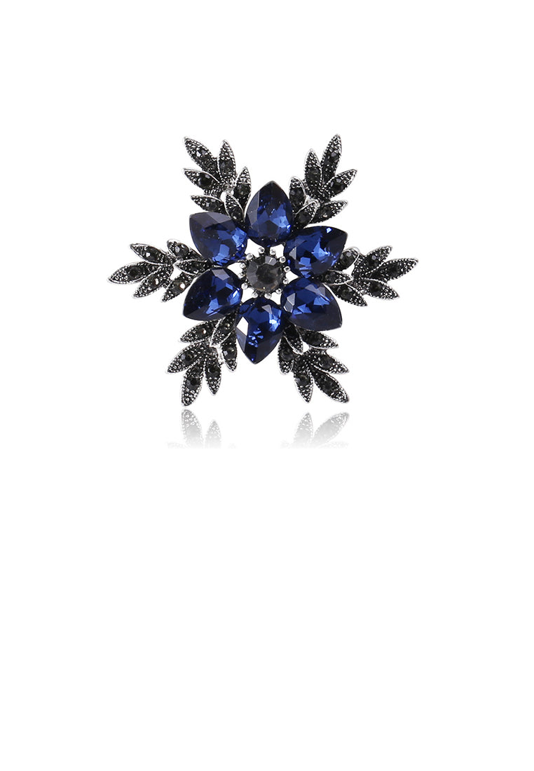 Fashion Bright Blue Snowflake Brooch with Cubic Zirconia - Luxurious Look