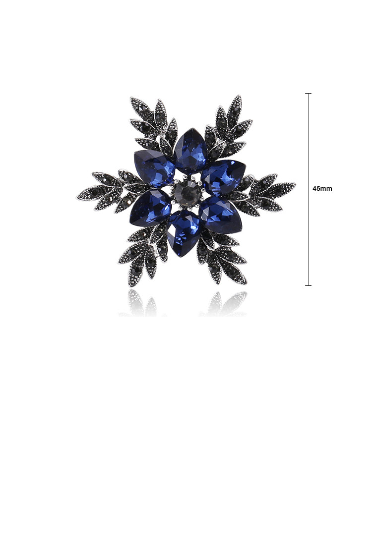 Fashion Bright Blue Snowflake Brooch with Cubic Zirconia - Luxurious Look
