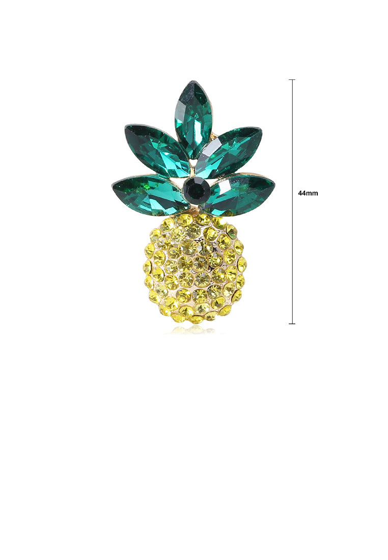 Fashion Bright Plated Gold Pineapple Brooch with Cubic Zirconia - Luxurious Look