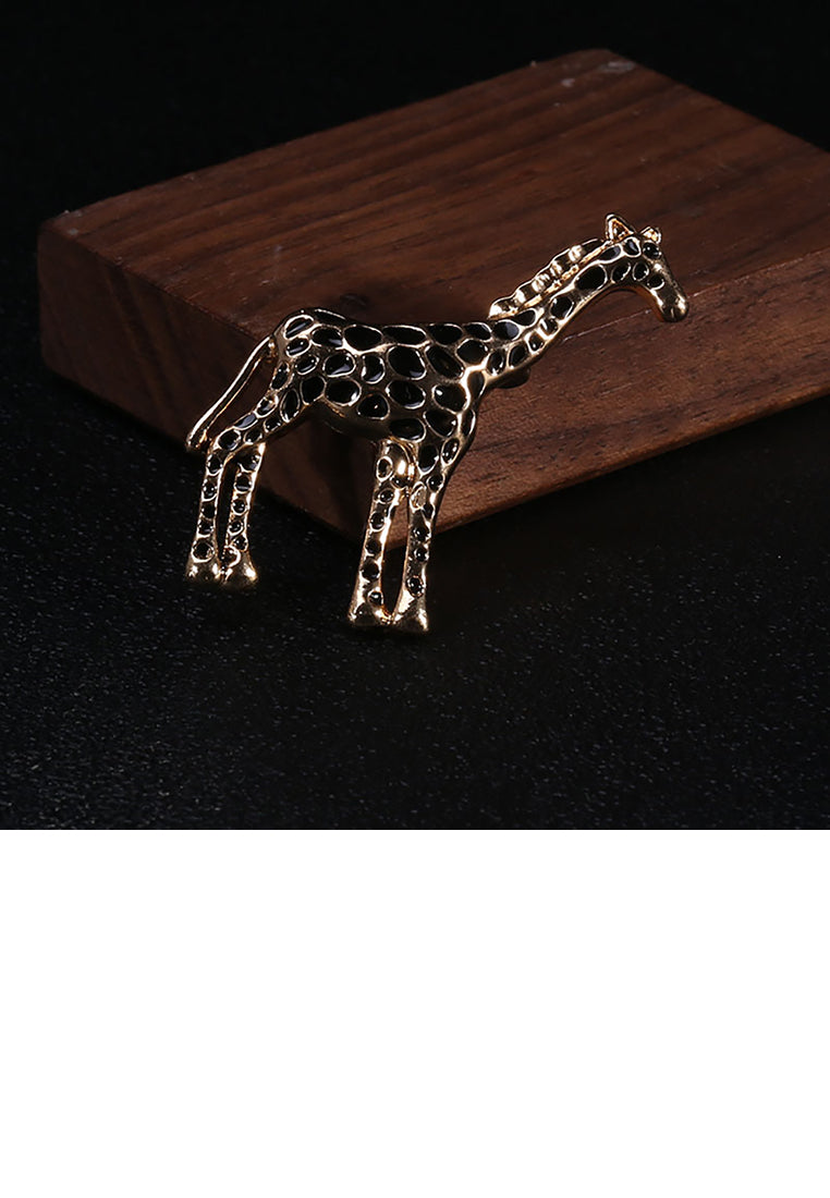 Simple and Cute Plated Gold Giraffe Brooch