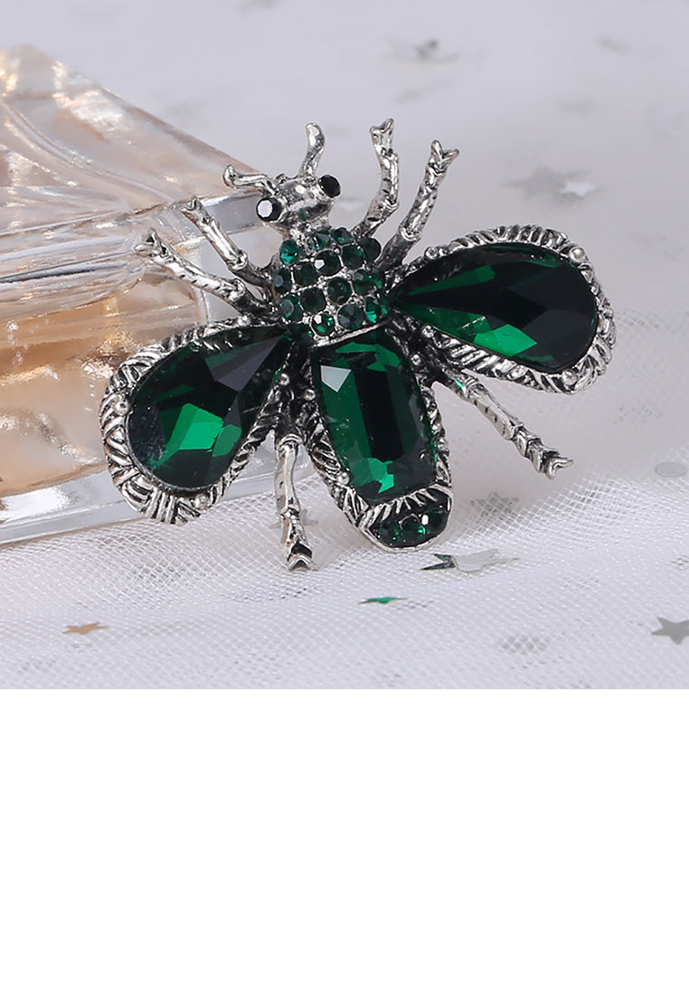 Fashion Personality Bee Brooch with Green Cubic Zirconia - Luxurious Look