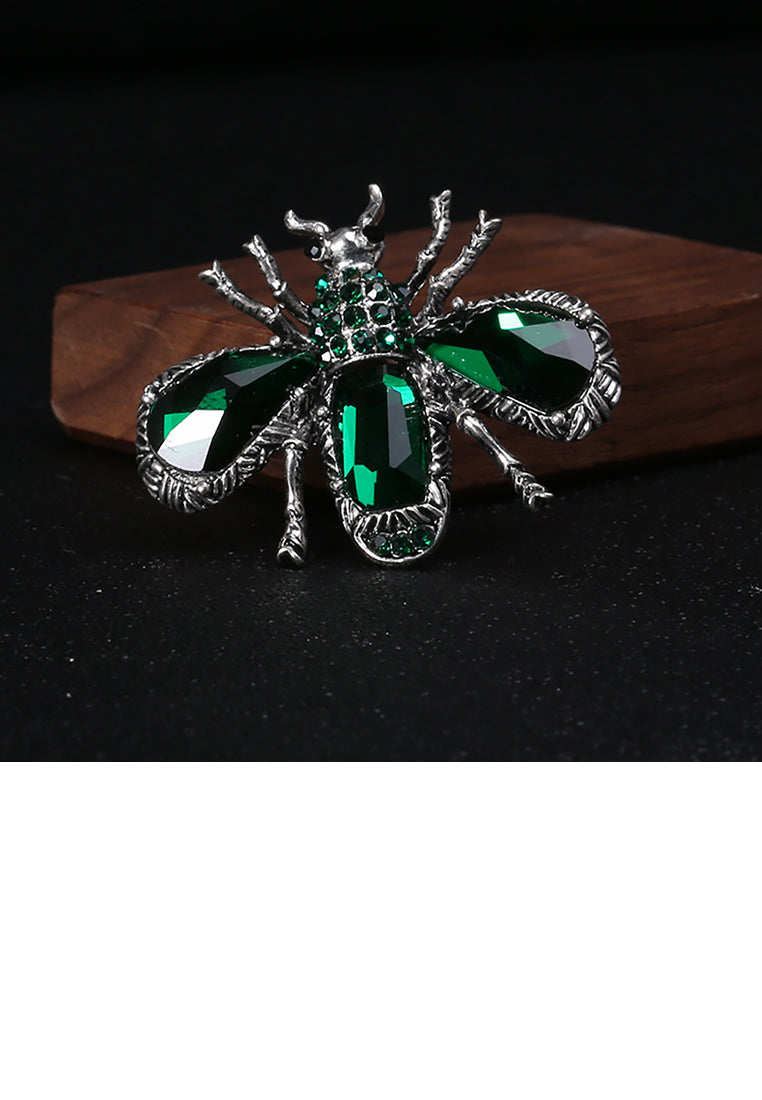 Fashion Personality Bee Brooch with Green Cubic Zirconia - Luxurious Look