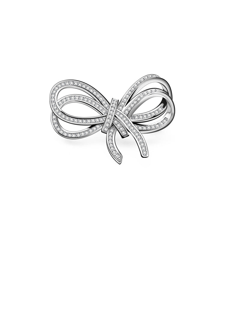Fashion Simple Ribbon Brooch with Cubic Zirconia - Luxurious Look