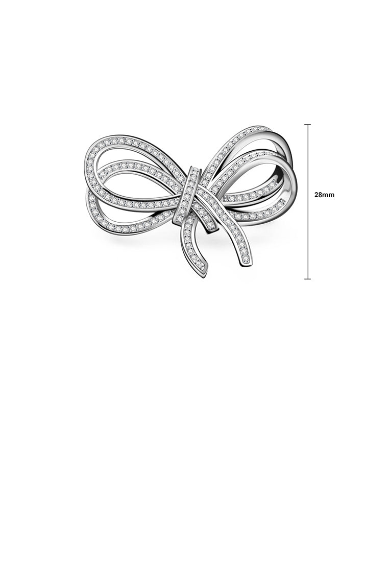 Fashion Simple Ribbon Brooch with Cubic Zirconia - Luxurious Look