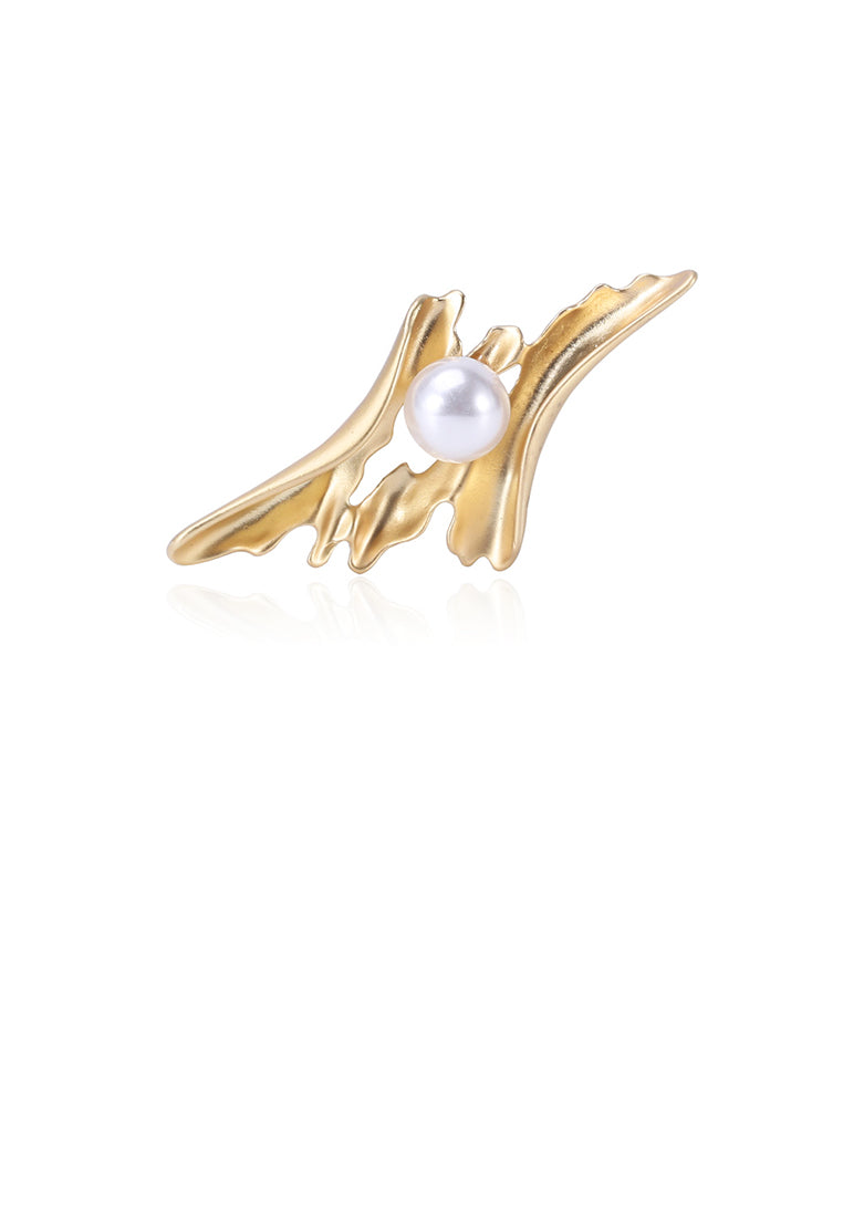 Fashion Simple Plated Gold Irregular Geometric Imitation Pearl Brooch - Luxurious Look