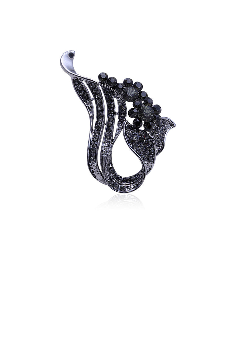 Fashion Bright Geometric Black Cubic Zirconia Brooch - Luxurious Look