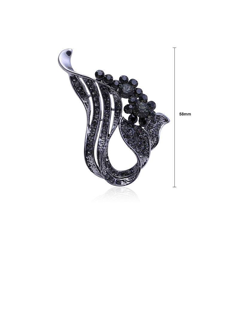 Fashion Bright Geometric Black Cubic Zirconia Brooch - Luxurious Look