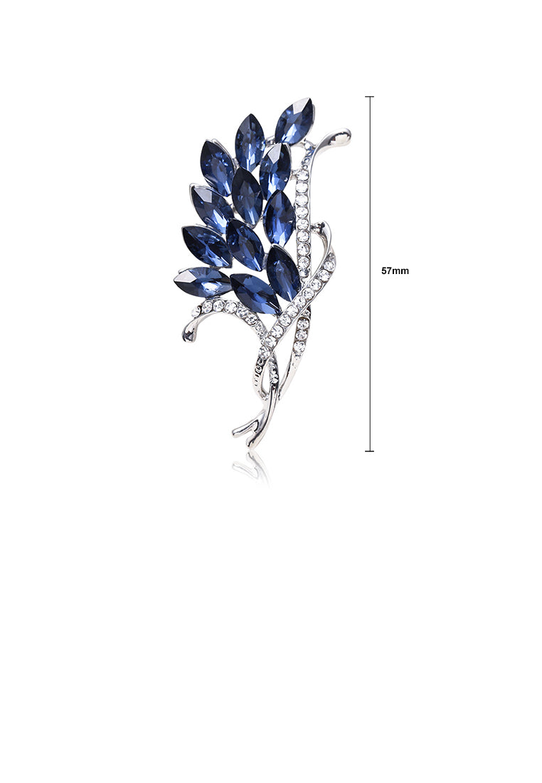 Fashion and Elegant Floral Brooch with Blue Cubic Zirconia - Luxurious Look