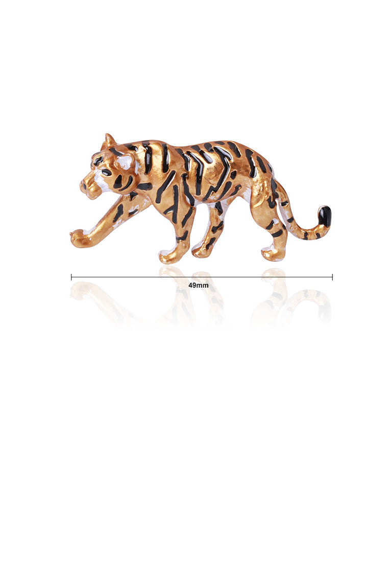 Fashion Personality Plated Gold Enamel Twelve Zodiac Tiger Brooch