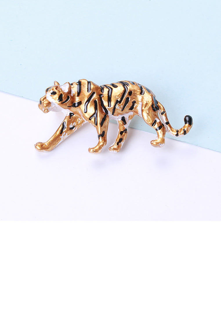 Fashion Personality Plated Gold Enamel Twelve Zodiac Tiger Brooch