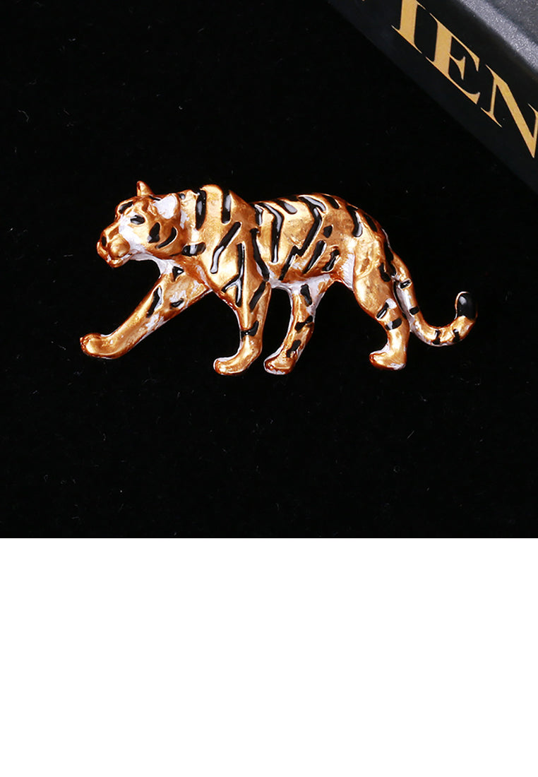Fashion Personality Plated Gold Enamel Twelve Zodiac Tiger Brooch
