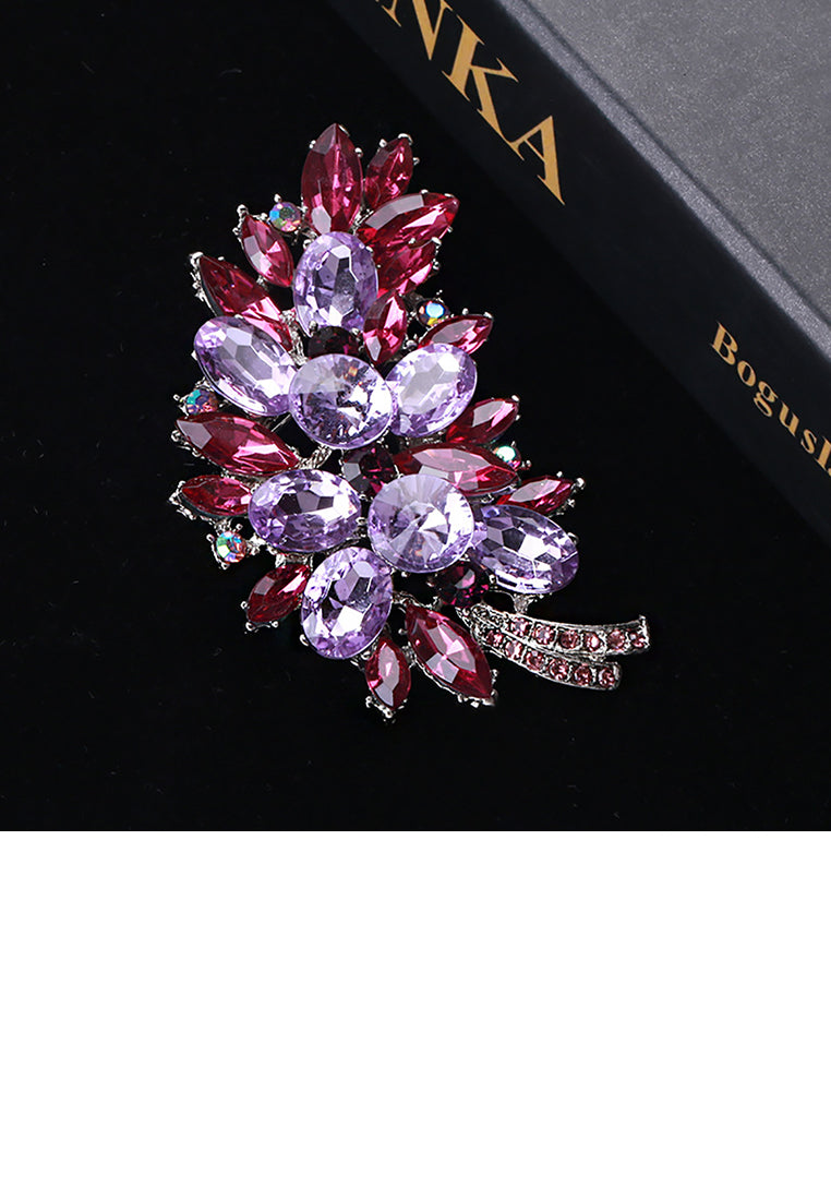 Fashion Bright Feather Brooch with Cubic Zirconia - Luxurious Look