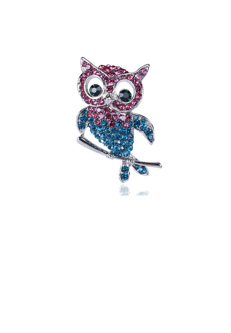 Fashion Bright Owl Brooch with Cubic Zirconia - Luxurious Look