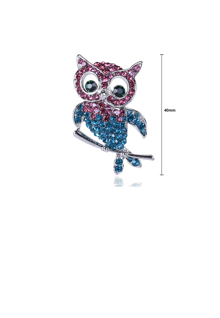 Fashion Bright Owl Brooch with Cubic Zirconia - Luxurious Look