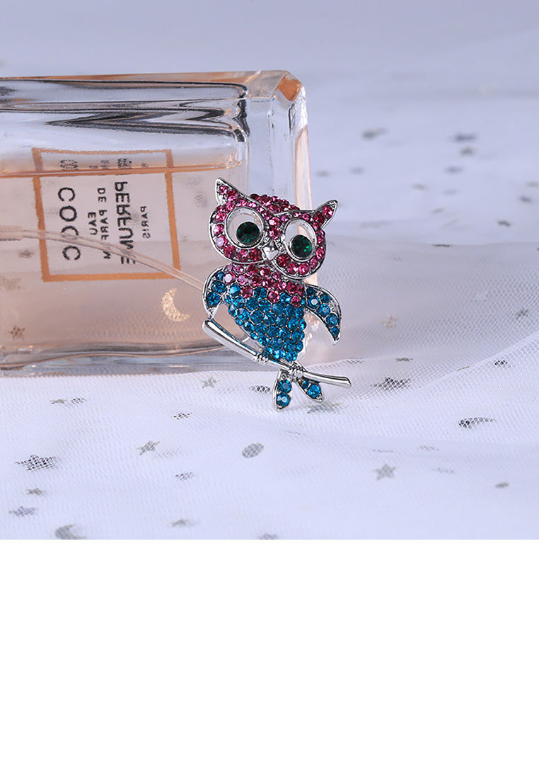 Fashion Bright Owl Brooch with Cubic Zirconia - Luxurious Look