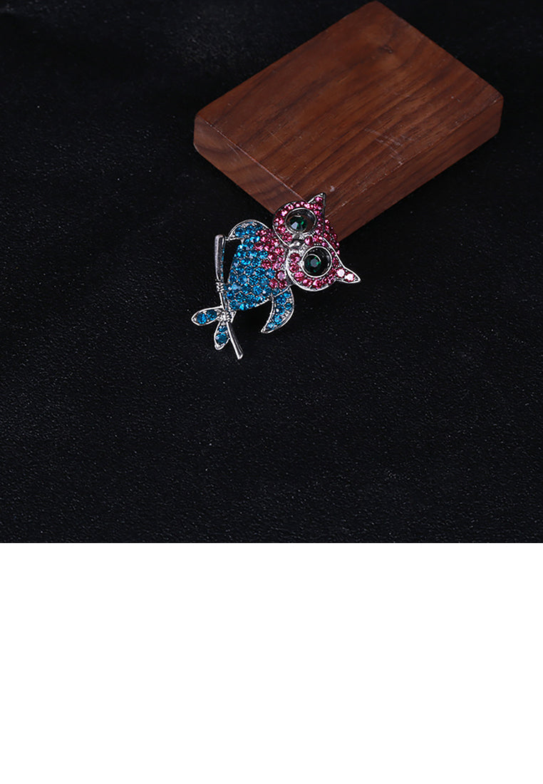 Fashion Bright Owl Brooch with Cubic Zirconia - Luxurious Look