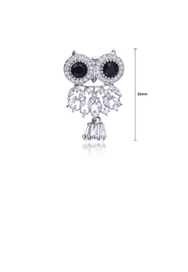 Simple and Cute Owl Brooch with Cubic Zirconia - Luxurious Look