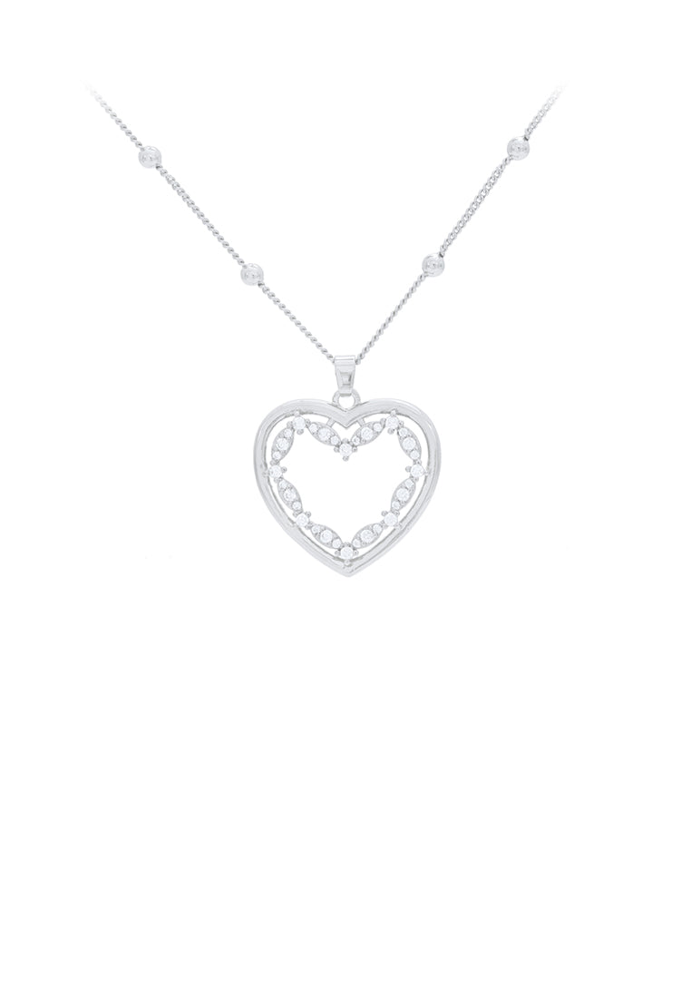 Fashion and Simple Hollow Heart-shaped Pendant with Cubic Zirconia and Necklace - Luxurious Look