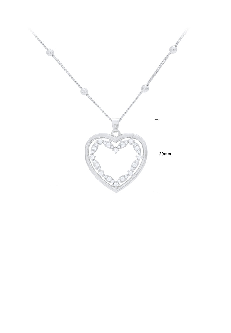 Fashion and Simple Hollow Heart-shaped Pendant with Cubic Zirconia and Necklace - Luxurious Look