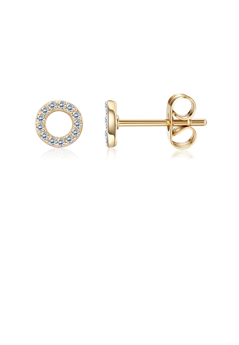 Simple Plated Gold Geometric Hollow Round Cubic Zircon Stud Earrings