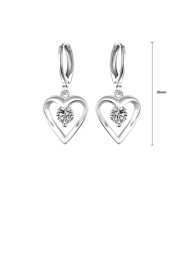 Simple Romantic Heart Shaped Cubic Zircon Earrings
