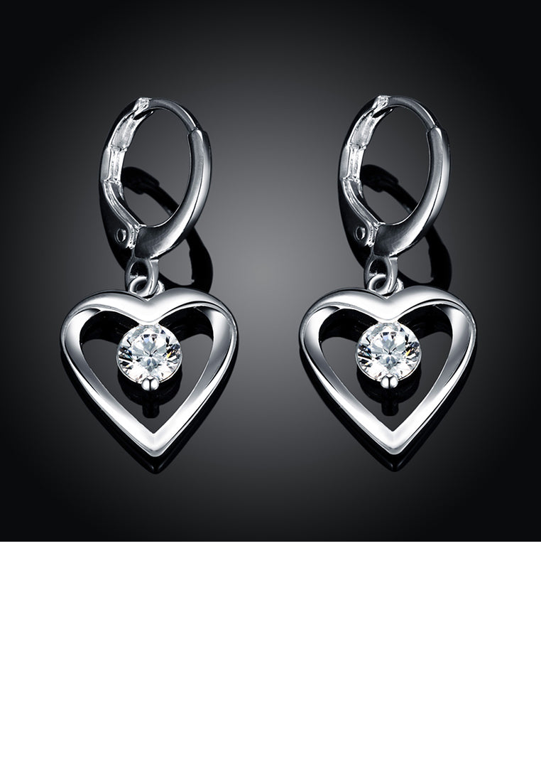 Simple Romantic Heart Shaped Cubic Zircon Earrings